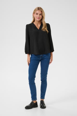 Blouse met lange mouwen Regular fit Black 