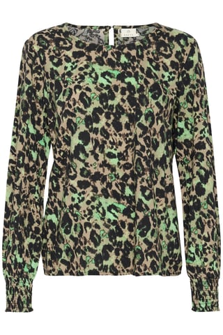 Blouse with long sleeve Regular fit Brown/Green LeoPrint