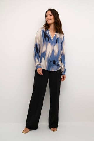 Blouse with long sleeve Regular fit Blue Abstract Print