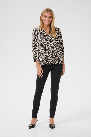Blouse with long sleeve Loose fit Brown Leopard