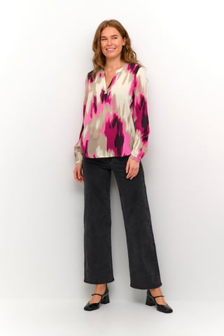 Blouse with long sleeve Regular fit Pink Abstract Print