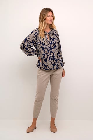Blouse with long sleeve Regular fit Blue Paisley