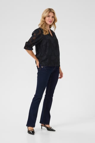 Blouse with short sleeve Regular fit Pitch Black