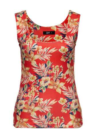Queen Kerosin Damen Trägertop mit tropischem All-Over-Print Hawaii Red mehrfarbig