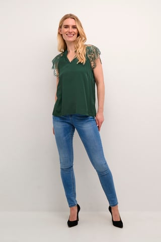 Blouse met korte mouwen Straight fit Ponderosa Pine dark green