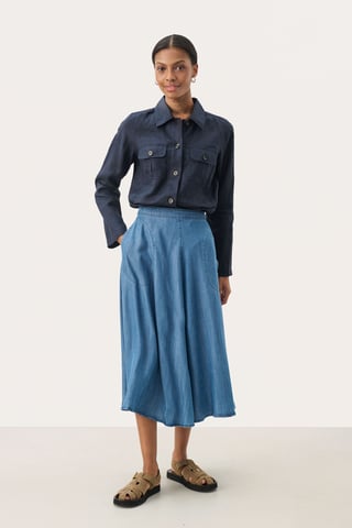 Skirt A-Line Medium Blue Denim