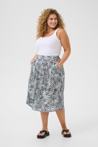 Skirt A-shape Blue Leaf Print