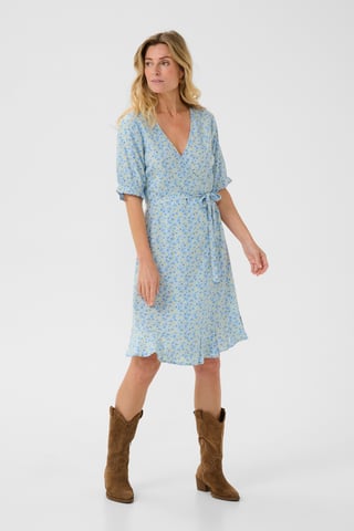 Dress Feminine Silhouette Blue Yellow Small Floral