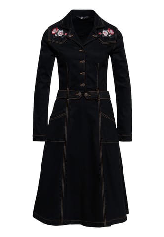 Queen Kerosin Damen Denim Swing Kleid schwarz