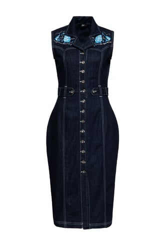 Queen Kerosin Damen Denim Bleistiftkleid Denim
