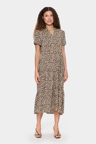 Dress A-shape Creme Leopard Strokes