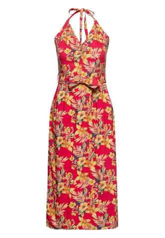 Queen Kerosin Damen Neckholder Pencil Kleid Hawaii Red rot