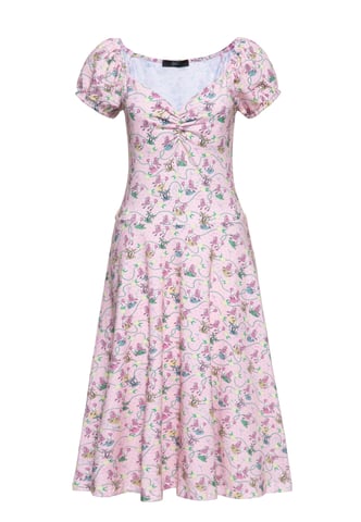 Queen Kerosin Damen Allover-Print Swingkleid Poodle pink