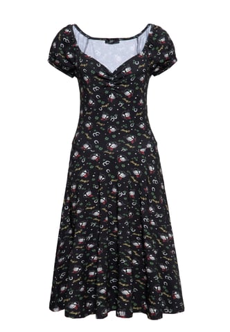 Queen Kerosin Damen Allover-Print Swingkleid Howdy black