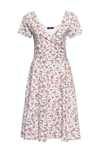 Queen Kerosin Damen Swing Kleid in Wickel-Optik weiß