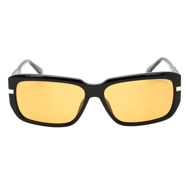 Guess zonnebril met glanzend zwart montuur en bruine glazen