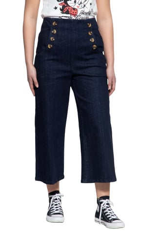 Queen Kerosin Damen Capri Jeans dunkelblau