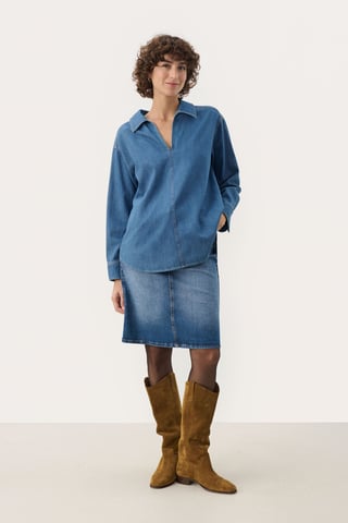 Long sleeved shirt Oversize fit Medium Blue Denim