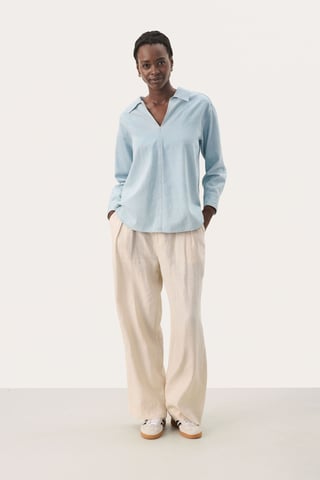 Long sleeved shirt Oversize fit Whiteish Blue Denim