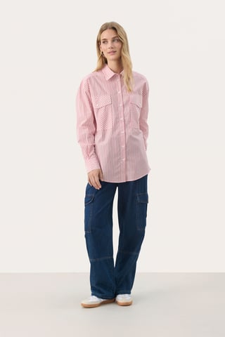 Overhemd met lang mouwen Oversize fit Mars Red Stripe white red