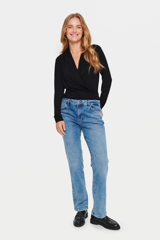 Shirt with long sleeve Regular fit Black