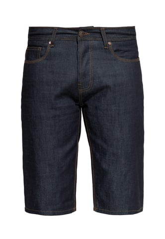 King Kerosin Herren Denim Shorts mit Pintstripe Stitching 50s Workwear dunkelblau