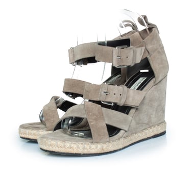 Grey suede wedge sandal