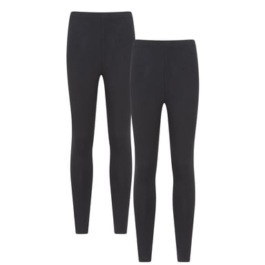 Mountain Warehouse Womens/Ladies Cotton Blend Midweight Leggings (Pack of 2) (Jet Black)