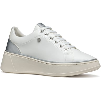 Geox D SUNNETTY Synthetic Polyurethane Women's White/Silver Trainers