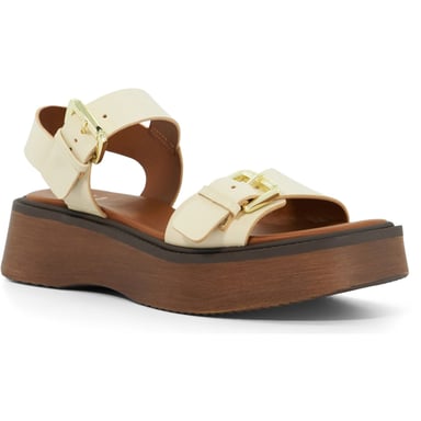 Dune Luno Leren Dames Ecru Sandalen