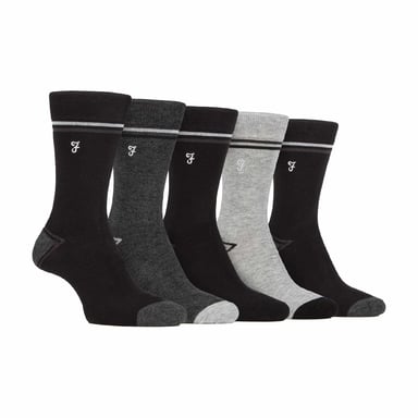 5-pack Herrstrumpor i Bambufiber med Klara Randiga Mönster
