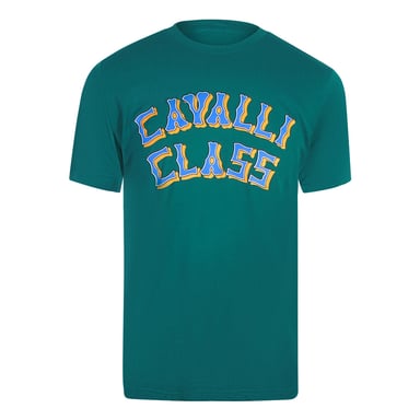 Cavalli Class Layered Logo Green T-shirt
