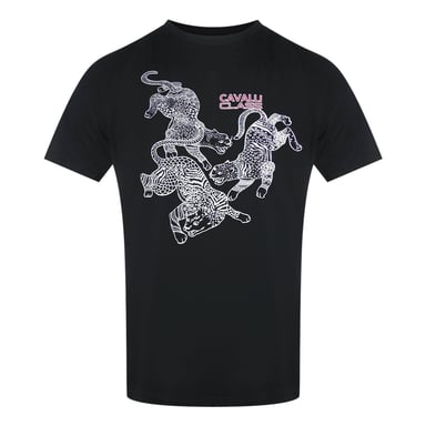 Cavalli Class Paisley Leopards Logo Black T-shirt