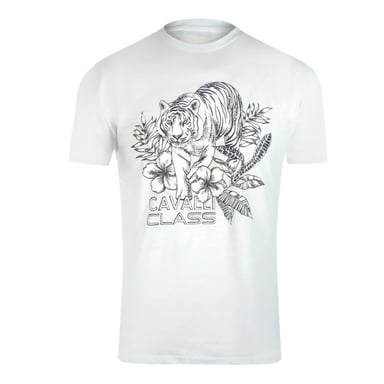 Cavalli Class Tiger Floral Logo White T-shirt