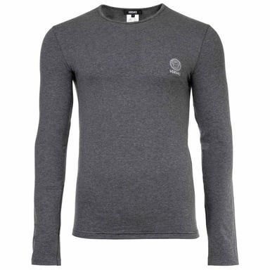 Versace T-Shirt Long Sleeves Round Neck Jersey Topeka Bi-Stretch Cotton Organic New Logo Longsleeve