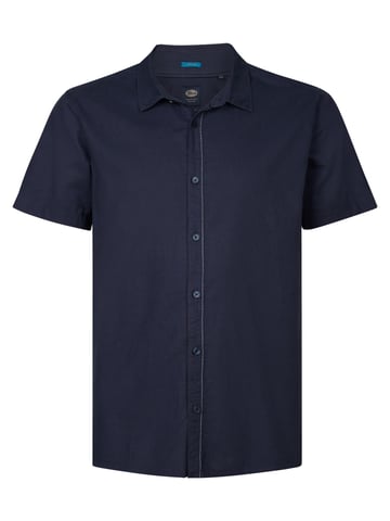 Petrol Industries - Plus size plain linen shirt Mahiway Men - Blue