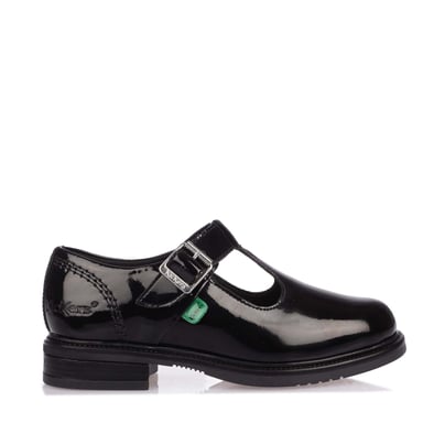 Kickers 116228 Lach T-bar Meisjesschoolschoenen Zwart Patent