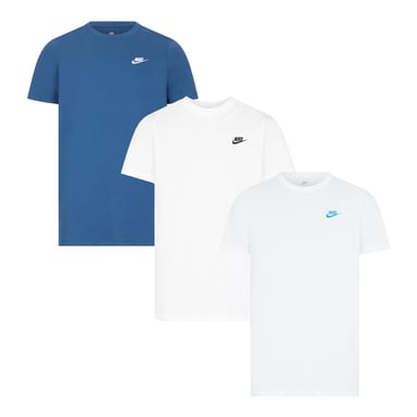 3 Pack Nike Sportswear Men's Club T Shirt in Blue/White/White