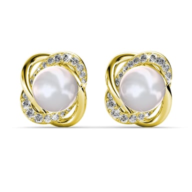 Simply Pearl Earrings - Gold and Crystal
