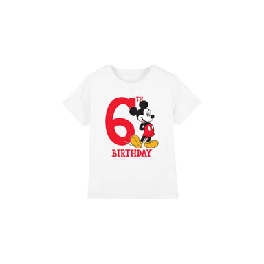 Disney Childrens/Kids Mickey Mouse 6th Birthday T-Shirt (White)