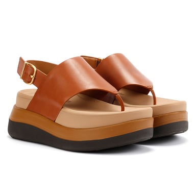 FitFlop F-Mode Leather Women's Deep Tan Sandals