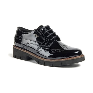 Pod Kacey läder damsvart brogues skor