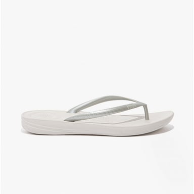 Fitflop Iqushion Womens Ergonomic Toe Post Flip Flops Silver