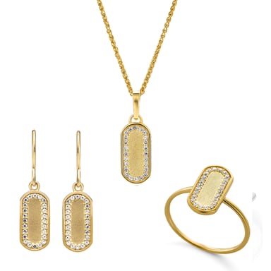 Orphelia 'Malaga' Women's 925 Sterling Silver Set: Necklace + Earrings + Ring - Gold SET-7573/G