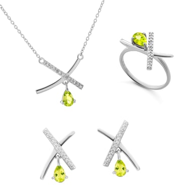 Orphelia 'Charlotte' Dames 925 Sterling Zilveren Set: Ketting + Oorbellen + Ring - Zilver SET-7580/P