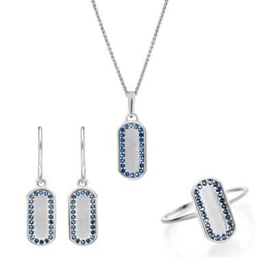Orphelia 'Malaga' Dames 925 Sterling Zilveren Set: Ketting + Oorbellen + Ring - Zilver SET-7573