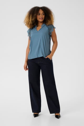 Blouse met korte mouwen CRNola Straight fit blue