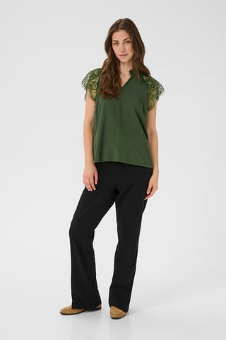 Blouse met korte mouwen CRNola Straight fit green
