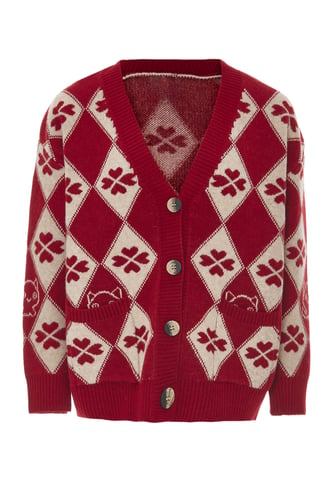 Mymo Vest vrouwen rood wol wit