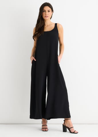 Svart Air Flow Strappy Jumpsuit med vida ben